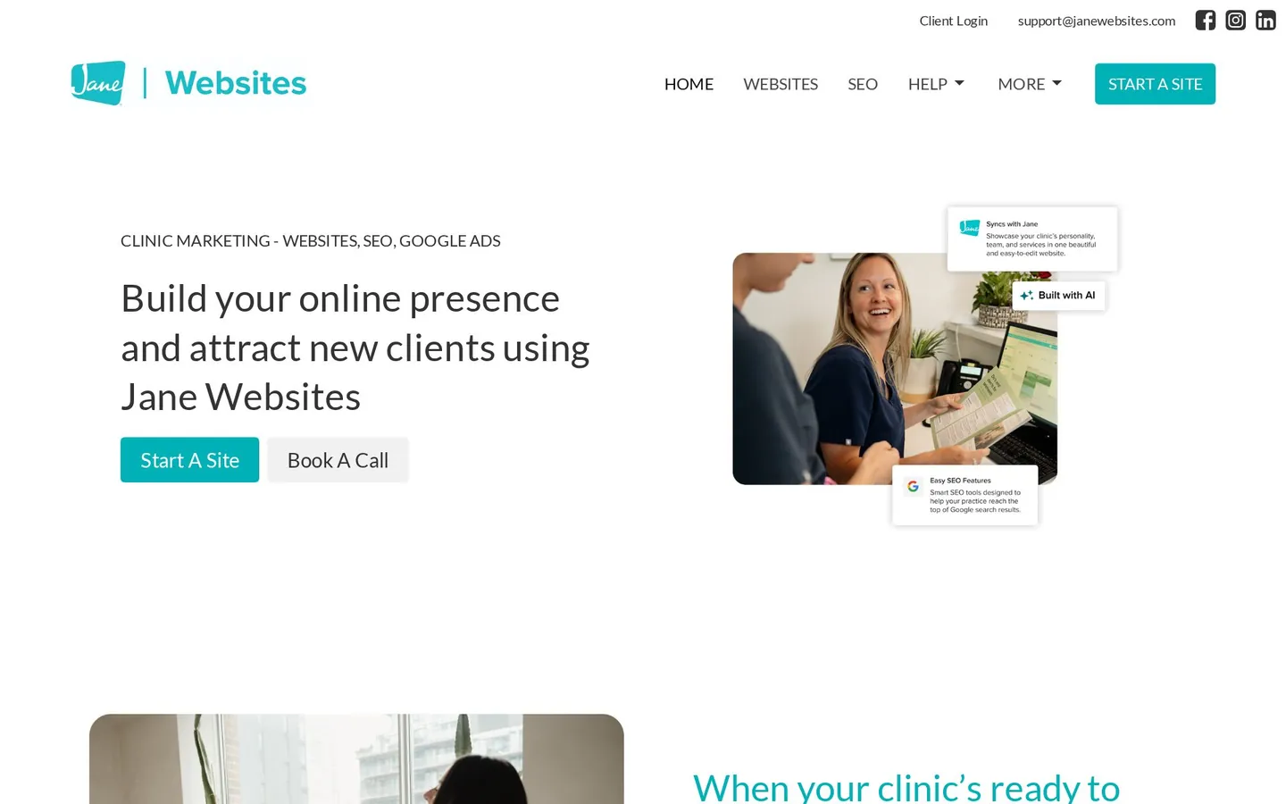 The Jane Websites site, where the Clinic Sites work continues today.